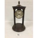 WOODEN 4 COLUMN VINTAGE MANTLE CLOCK 34 CMS