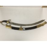 A FRENCH EMPIRE PATTERN IMPERIAL GUARD NAVAL SWORD, THE LARGE CURVED BLADE WITH "GARDE IMPERIALE"