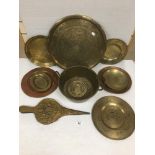 BRASS AND COPPERWARE TRAYS AND PRESERVE POT