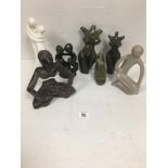 GROUP OF SOAPSTONE AND CHINA MODERNIST PIECES