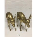 TWO LARGE BRASS DEERS 31CMS