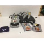 NINTENDO 64 WITH GAMES ZELDA, MARIO KART AND POKEMON + OTHERS