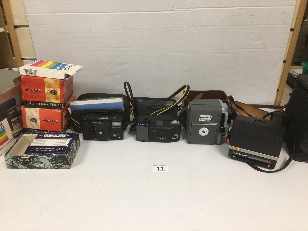 MIXED LOT OF CAMERAS INCLUDING POLAROID SUPERCOLOUR 635, EUMIG PROJECTOR ETC