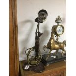 ART DECO BRONZED LADY LAMP 50 CMS