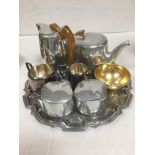 LARGE COLLECTION OF MAINLY PLATEDWARE WITH A PICQUOTWARE TEA + COFFEE SET