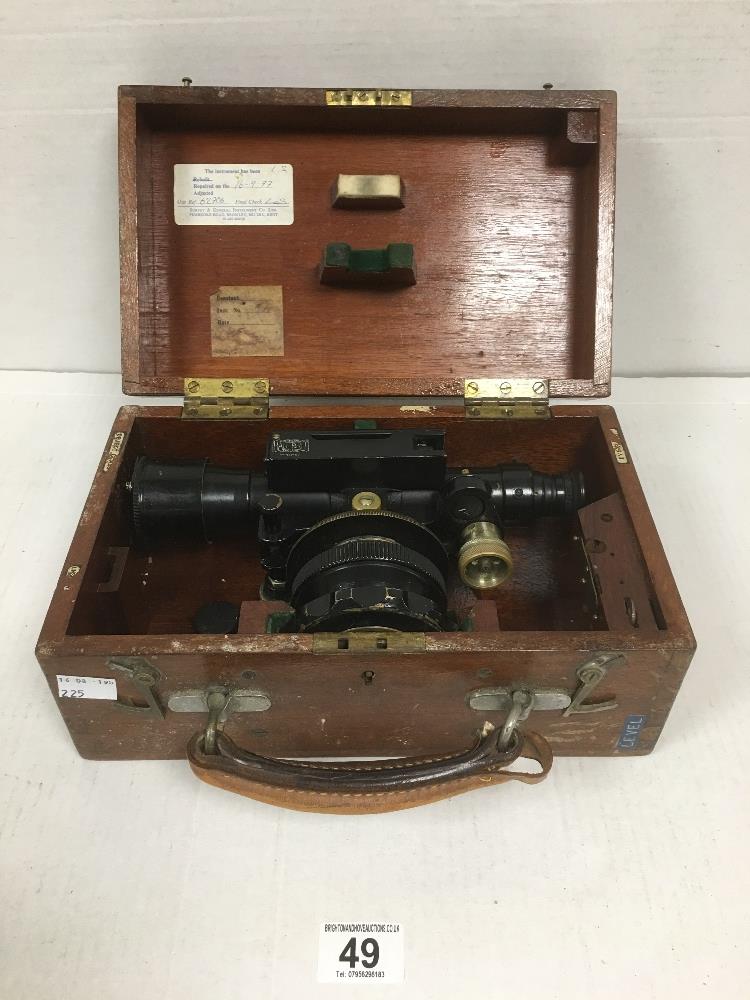 VINTAGE CASED THEODOLITE BY HALL BRO OF CROYDON ENGLAND