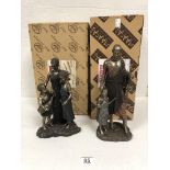 TWO RESIN MAASAI FIGURES WITH BOXES