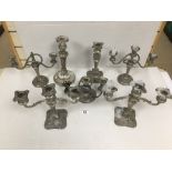 COLLECTION OF PLATED WARE CANDLEBRA'S