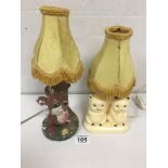 TWO 1950'S WALT DISNEY CHALK TABLE LAMPS