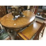 VICTORIAN TABLE WITH 2 LEAFS AND WINDER ALSO 6 X ARTS N CRAFTS CHAIRS