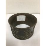 EARLY BRONZE BANGLE DEPICTING ROMAN FIGURES AROND THE SIDES 339 GRAMS HEIGHT 5.5 CMS