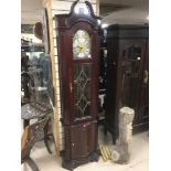 MODERN MAHOGANY TEMPUS FUGIT GRANDFATHER CLOCK