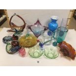 LARGE COLLECTION OF COLOURED GLASS ITEMS