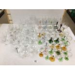 COLLECTION OF GLASSWARE INCLUDING ETCHED GLASS AND IRRIDESCENT GLASS