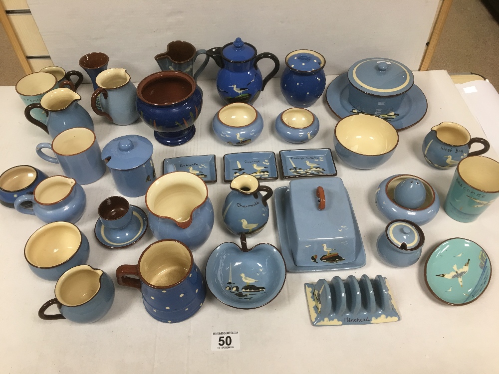 COLLECTION OF BLUE TORQUAY WARE AND DARTMOUTH POTTERY