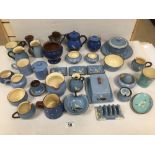 COLLECTION OF BLUE TORQUAY WARE AND DARTMOUTH POTTERY