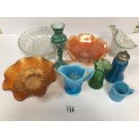 COLLECTION OF GLASSWARE INCLUDING CARNIVAL GLASS