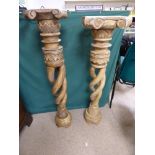 PAIR OF TWISTED WOODEN PLANT STANDS 114 CMS