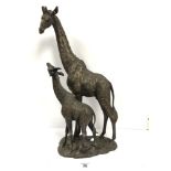 RESIN GIRAFFE SCULPTURE OF A MOTHER AND CALF 62 CM