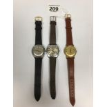 THREE VINTAGE TIMEX WRISTWATCHES, INCLUDING A WATER RESISTANT AUTOMATIC 46650 03274, ALL ON