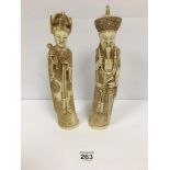 A PAIR OF EXQUISITELY CARVED CHINESE FIGURES AN EMPEROR AND EMPRESS, IMPRESSED CHARACTER ARTIST