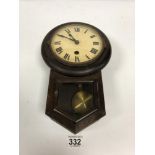 A SMALL HAMBURG AMERICAN CLOCK CO WALL CLOCK, NO 2609, MADE IN WURTTEMBERG, 31CM HIGH