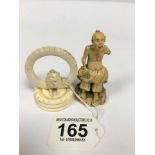 TWO ANTIQUE IVORY CARVED FIGURES, LARGEST 7.5CM HIGH