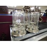 FOUR TABLE CANDLE LANTERNS SILVER PLATED TWO ARE A