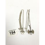 TWO HEAVY 925 SILVER PENDANTS WITH CHAINS, 37.2G