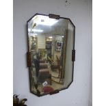 VINTAGE BEVELLED MIRROR WITH WOODEN SURROUND