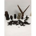 MIXED COLLECTIBLES, INCLUDING A CAST IRON COAT RACK COMPRISING FOUR BIRDS PERCHED UPON BRANCHES,