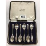 A SET OF SIX SILVER TEASPOONS IN ORIGINAL FITTED CASE, HALLMARKED SHEFFIELD 1921 BY COOPER