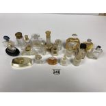 A COLLECTION OF VINTAGE GLASS PERFUME BOTTLES, SOME WITH ORIGINAL CONTENTS