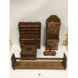 FRENCH WOODEN WALL MOUNTED ITEMS WITH A CARVED WOO