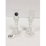 A PAIR OF THOMAS WEBB CRYSTAL APERITIF GLASSES/CANDLESTICKS, 14.5CM HIGH