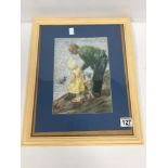 FRAMED AND GLAZED CHALK PAINTING OF A YOUNG GIRL A