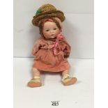 AN ARMAND MARSEILLE BISQUE HEADED SLEEPY EYES CLOSED MOUTH DOLL, 341/4K, MADE IN GERMANY, FULLY