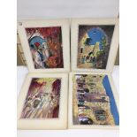 FOUR UNFRAMED WATERCOLOURS BY TRAVIS JACKSON TITLE