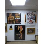 THRESS FRAMED AND GLAZED JAMES BOND POSTERS GOLDFI