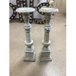 PAIR OF METAL CANDLESTICKS 70 CMS