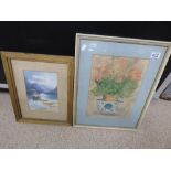 TWO FRAMED AND GLAZED WATERCOLOURS BOTH SIGNED ONE