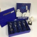 MICHELIN ITEMS INCLUDING MAN AND 1998 BOXED WINE GLASSES AND A BOOK