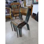 FOUR VINTAGE STACKING FRENCH SCHOOL CHAIRS