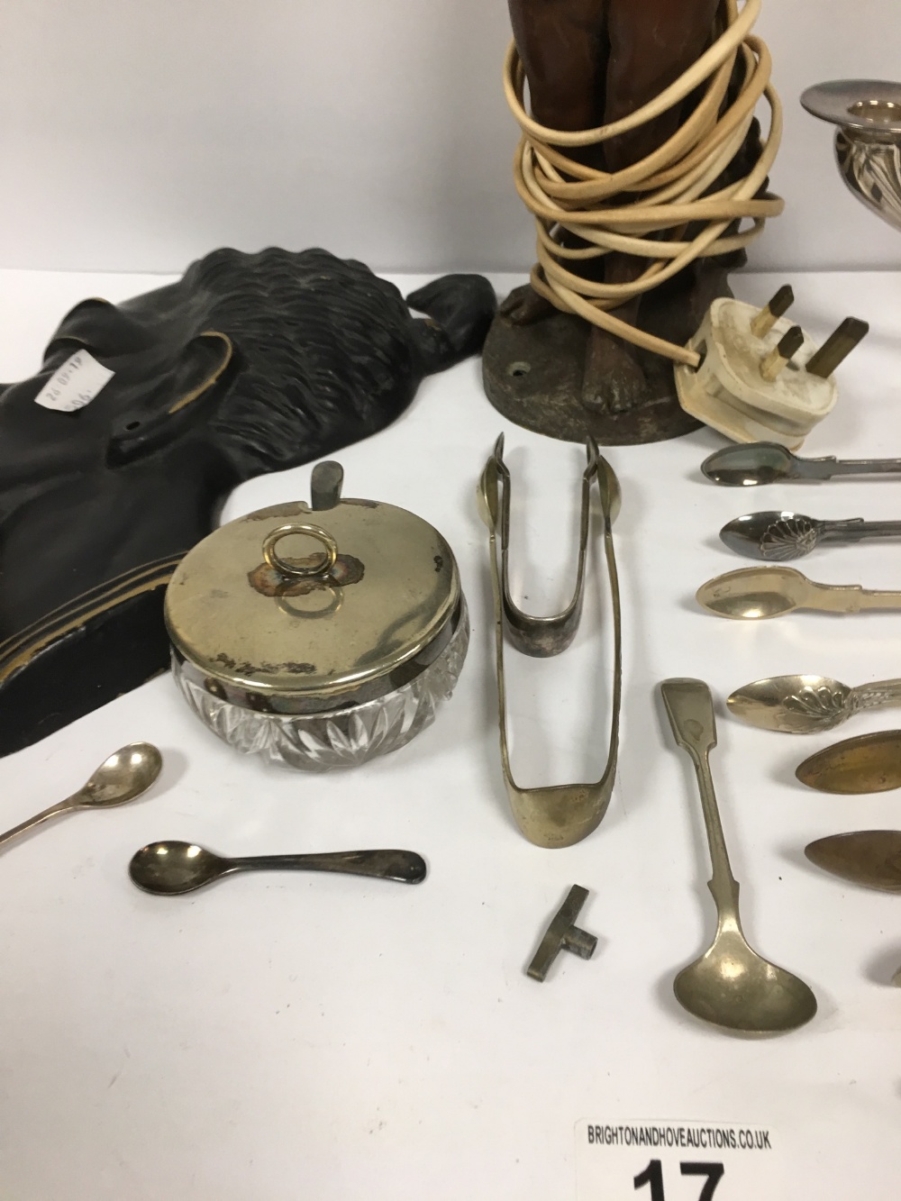 GROUP OF METAL STATUES AND EPNS CUTLERY AND OTHER - Image 3 of 10