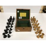 AN EARLY 20TH CENTURY "THE STAUNTON CHESS MEN" CHESS SET BY JAQUES OF LONDON, THE PIECES BOXWOOD AND