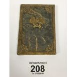 A NOVELTY FRENCH SOUVENIR NOTE BOOK IN BRASS AND MOTHER OF PEARL BINDER, 11CM BY 7.5CM