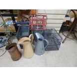 COLLECTION OF GALVANISED ITEMS INCLUDING JUGS AND