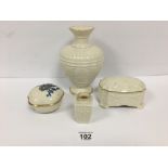 FOUR PIECES OF LENOX USA CHINA TWO VASES MUSICAL B