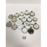 A COLLECTION OF VINTAGE POCKET WATCHES, IN VARIOUS SHAPES, SIZES AND CONDITIONS