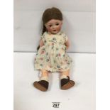CIRCA 1910 BISQUE HEAD HEUBACH KOPPELSDORF 342.1 DOLL WITH OPEN MOUTH, TWO TEETH AND SLEEPY EYES,